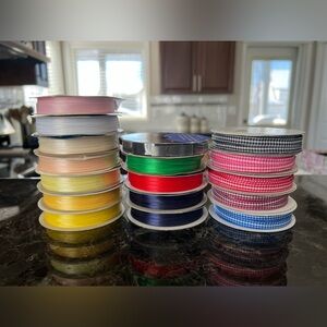 Craft Ribbon Bundle Checkered, Navy, Red, Yellow, Green, White